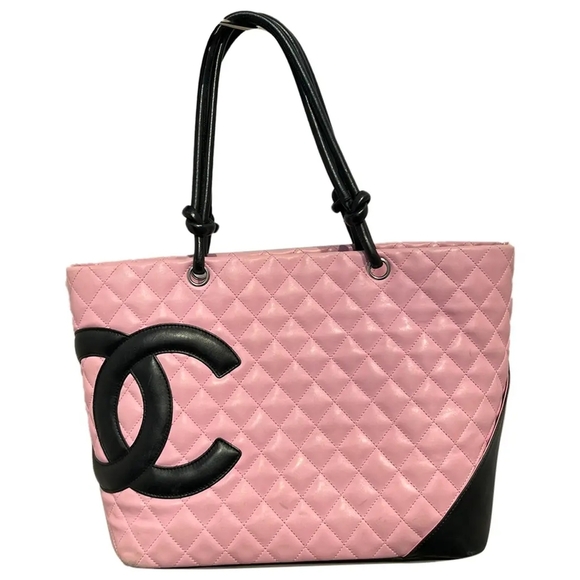 Chanel Cambon Pink and Black Quilted Leather Tote - Picture 13 of 13